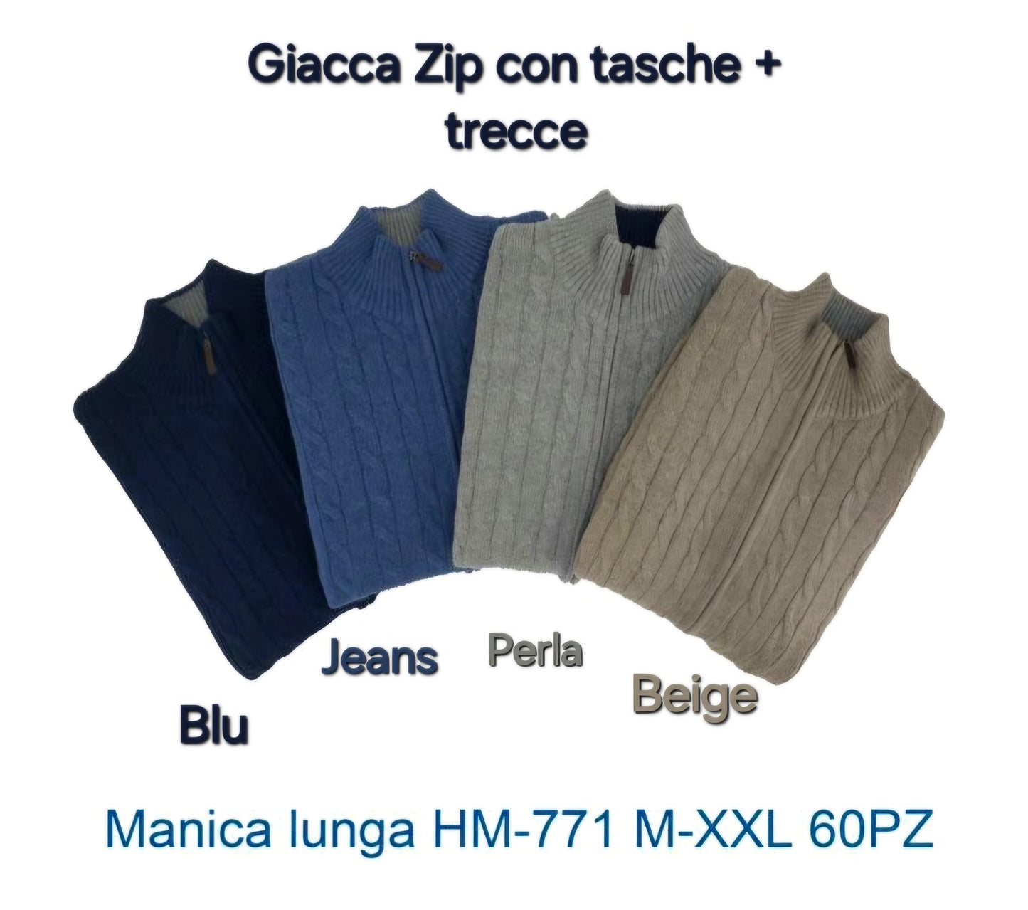 Maglione con trecce giacca zip con tasche