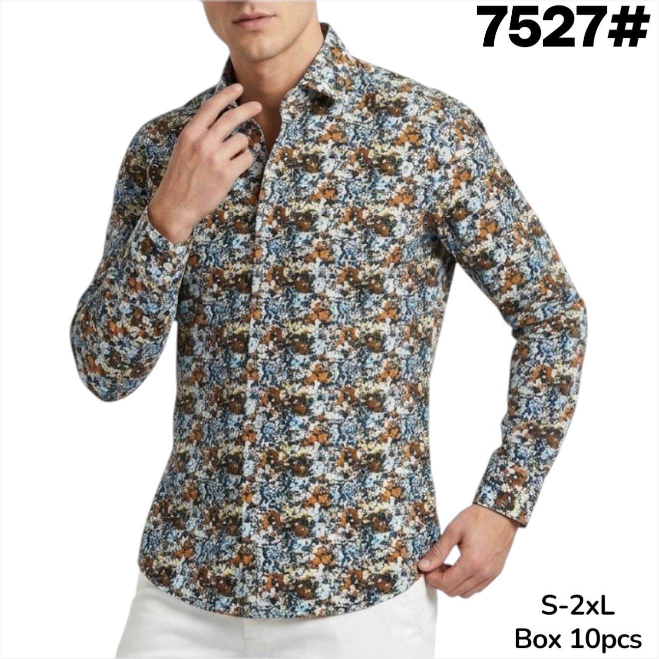 Camicia Slim Fit Fantasia Floreale Elasticizzata