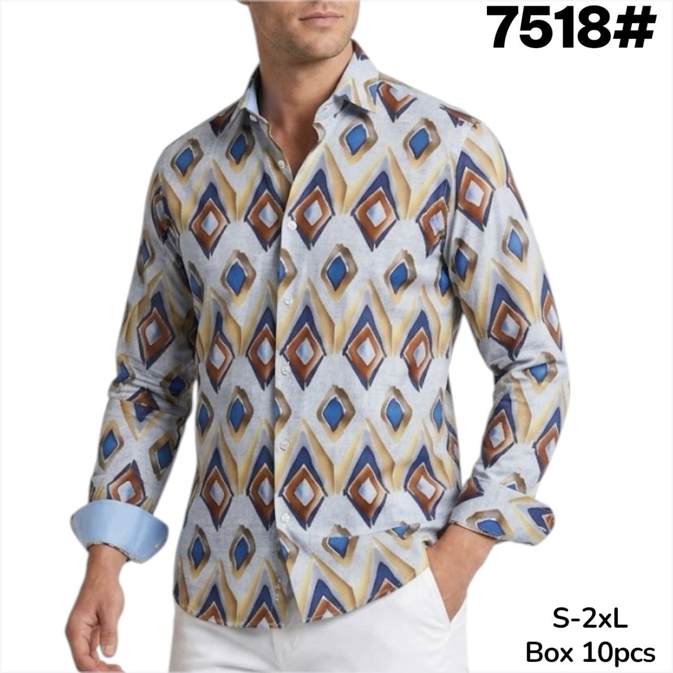 Camicia Slim Fit Fantasia Floreale Elasticizzata