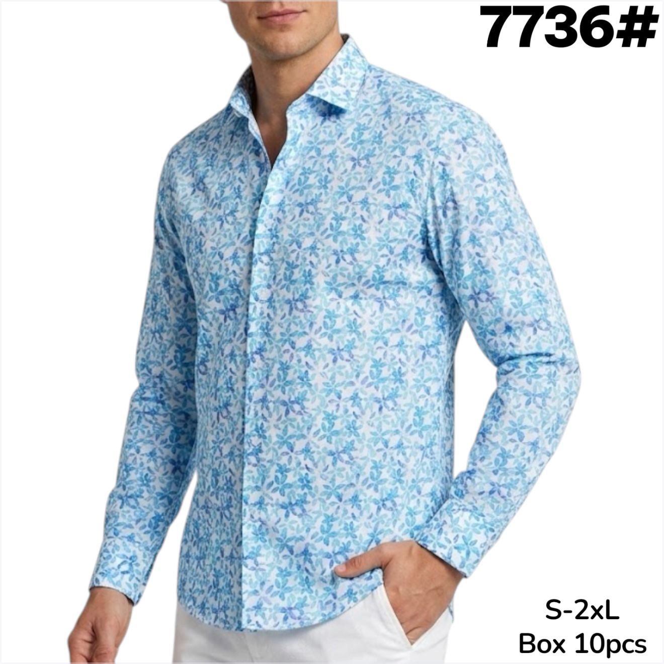 Camicia Slim Fit Fantasia Floreale Elasticizzata