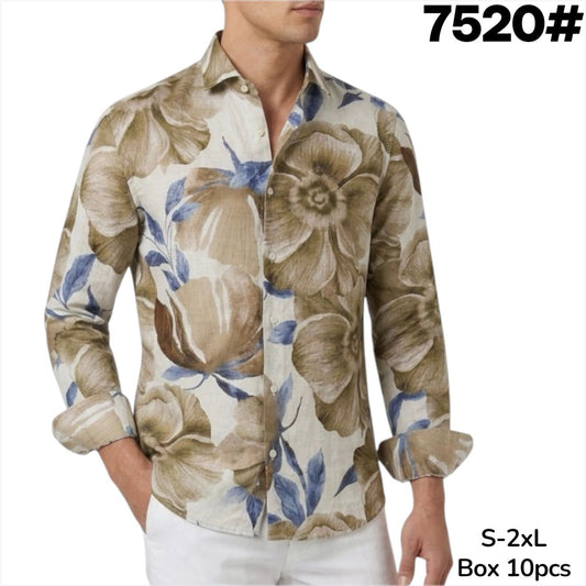 Camicia Slim Fit Fantasia Floreale Elasticizzata