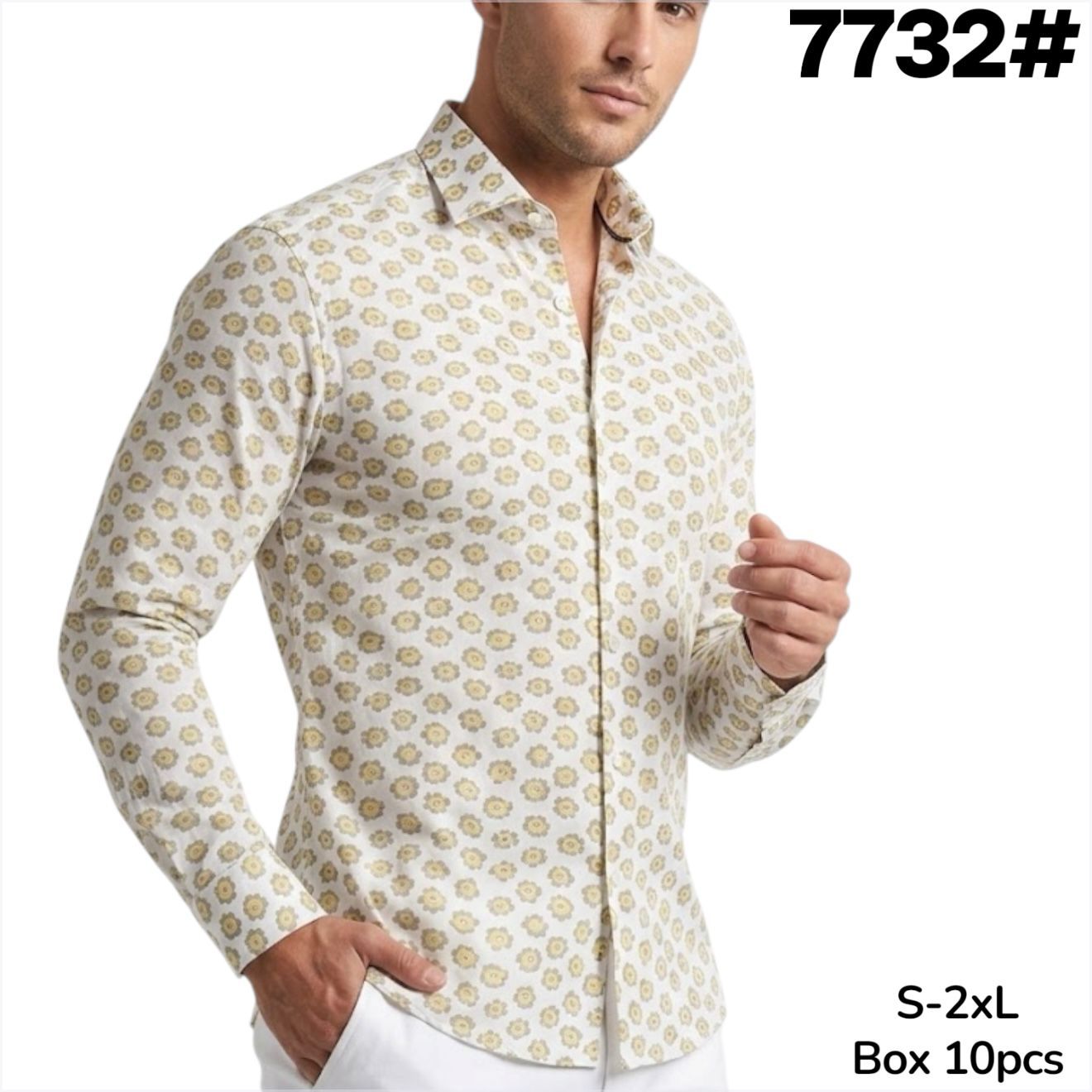 Camicia Slim Fit Fantasia Floreale Elasticizzata