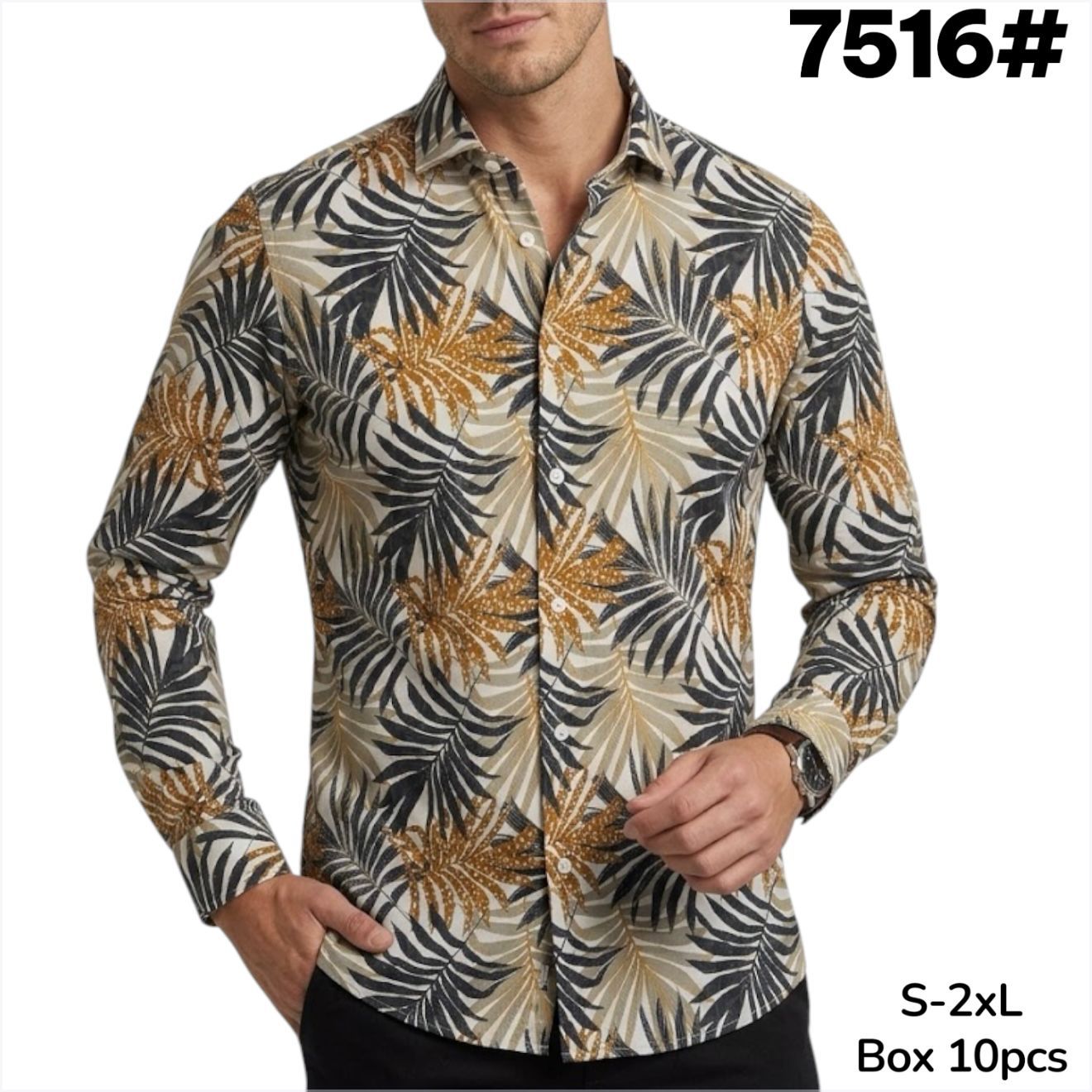 Camicia Slim Fit Fantasia Floreale Elasticizzata