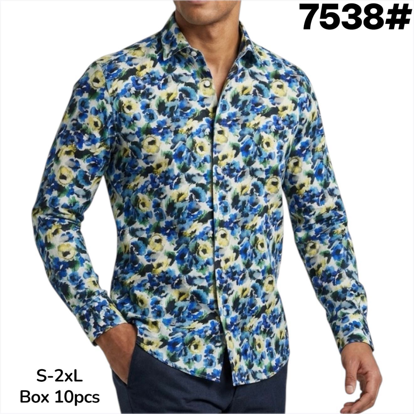 Camicia Slim Fit Fantasia Floreale Elasticizzata