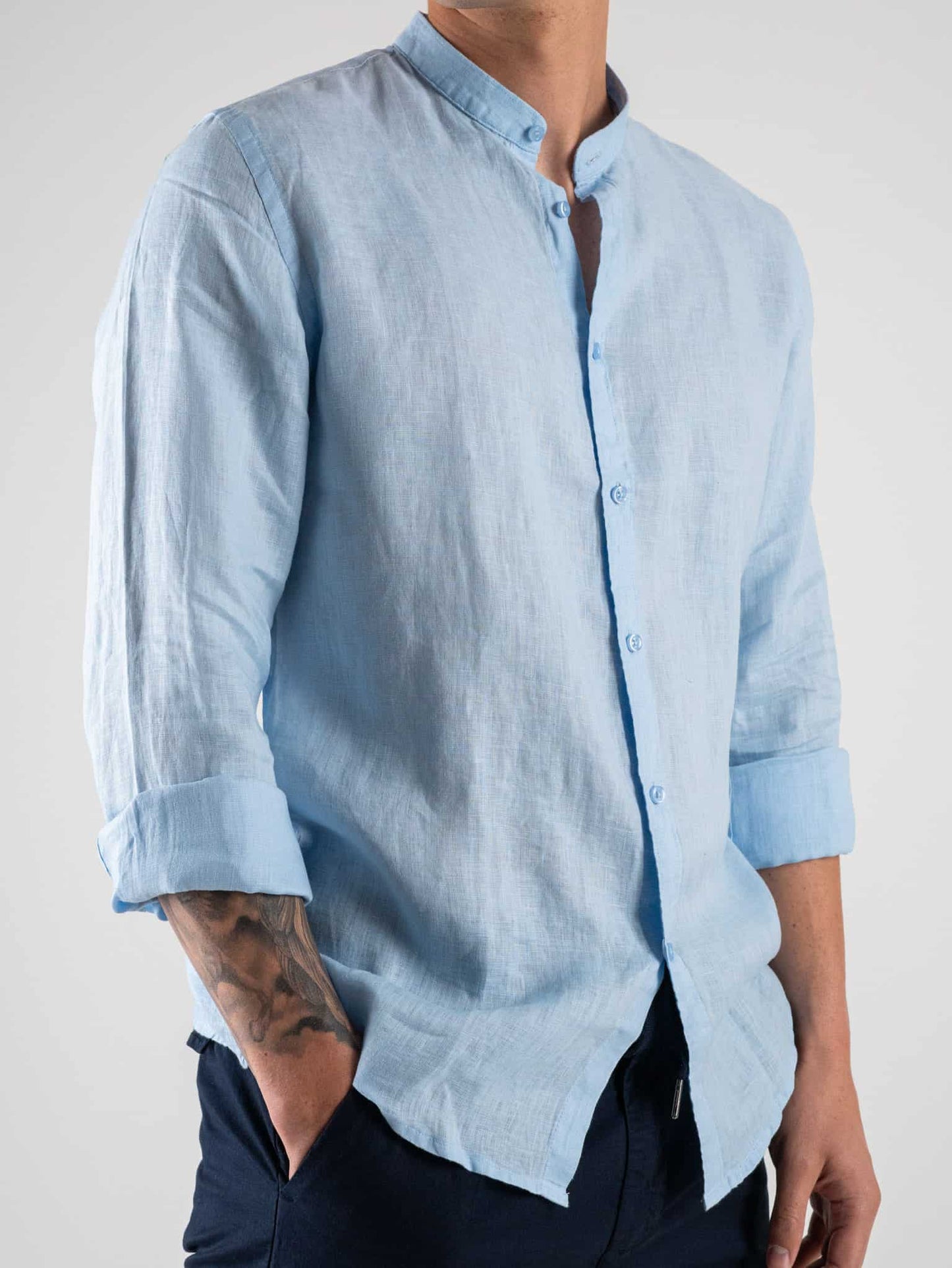 Camicia lino Collo koreana