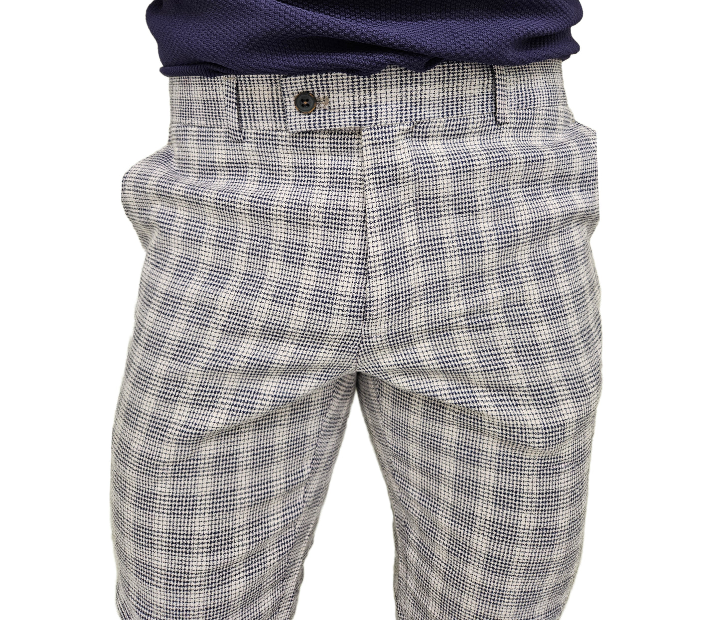 Pantalone cotone microfantasia slimfit