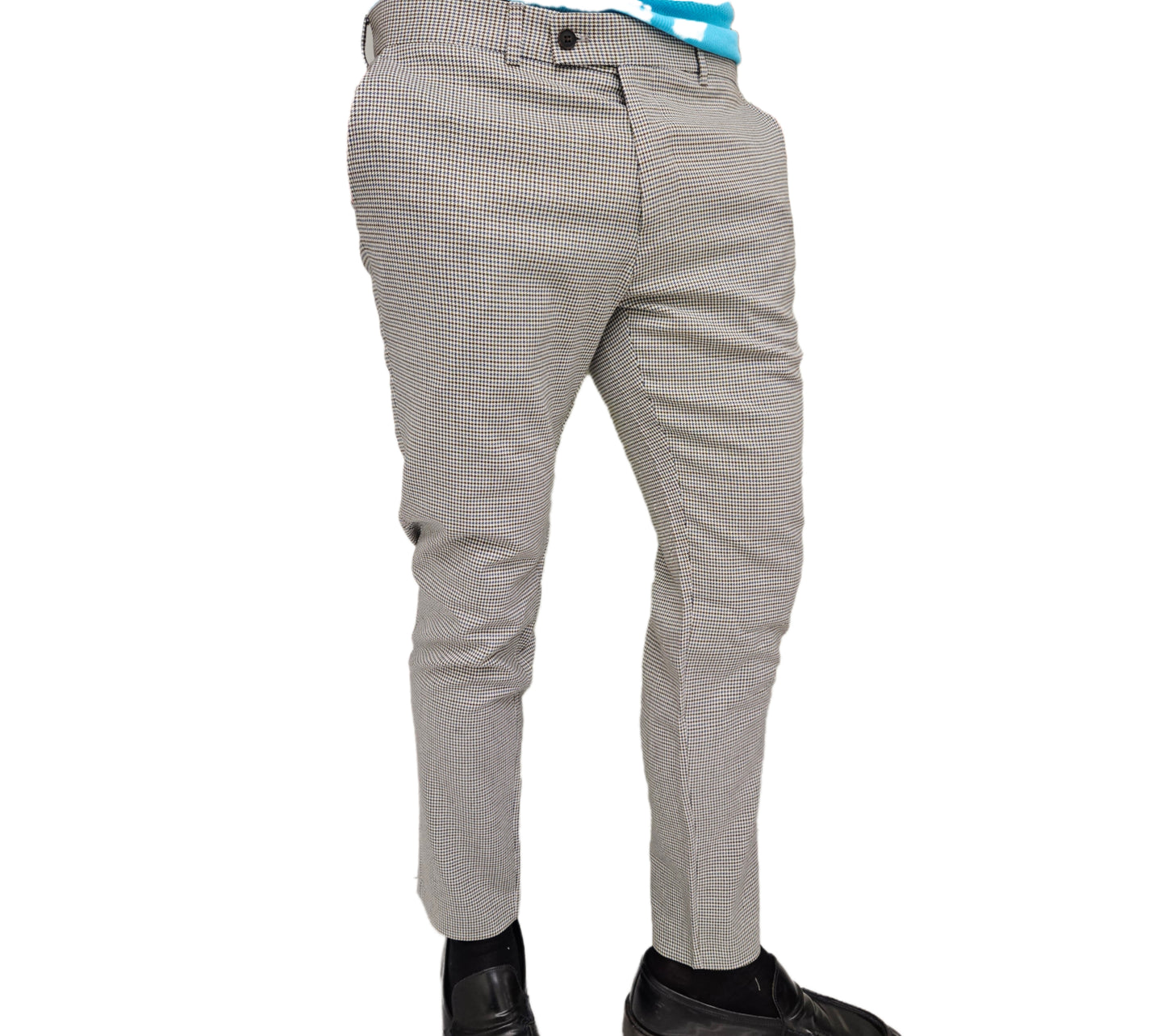 Pantalone cotone microfantasia slimfit