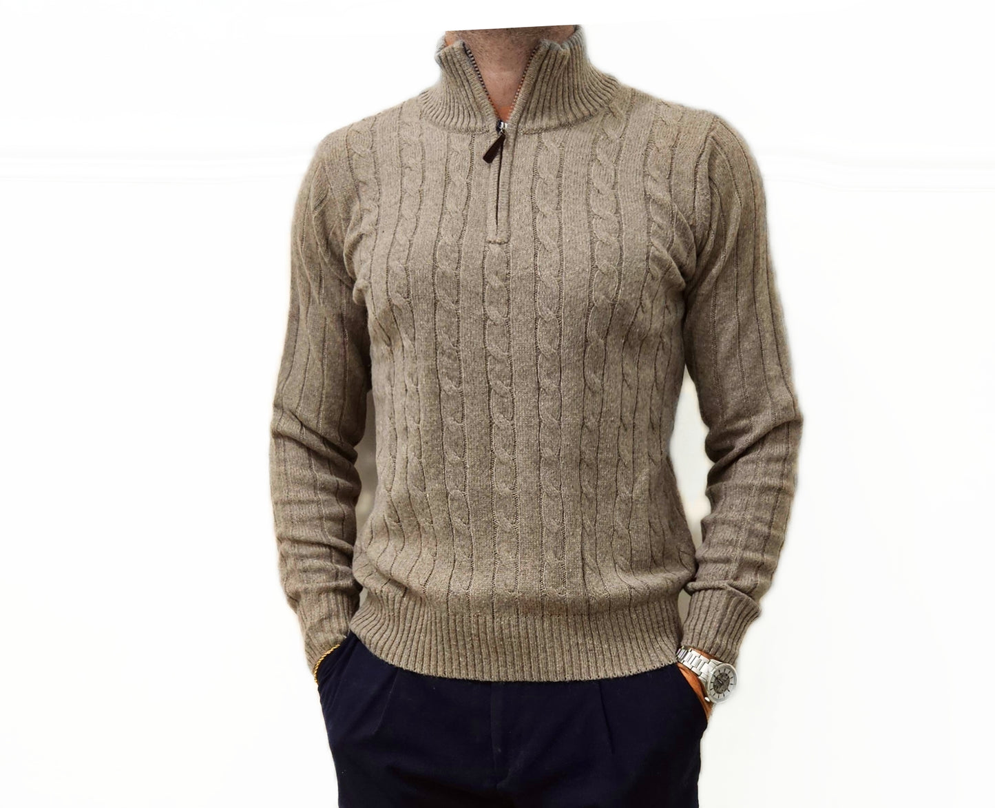 Maglione con trecce Lupo Zip