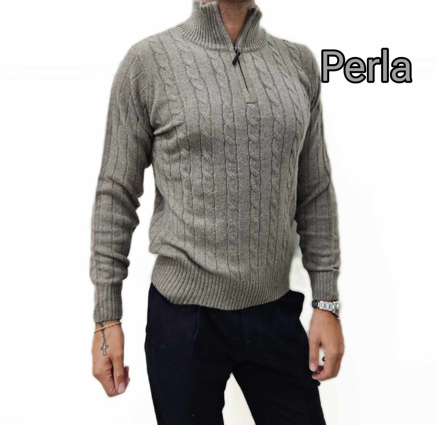 Maglione con trecce Lupo Zip