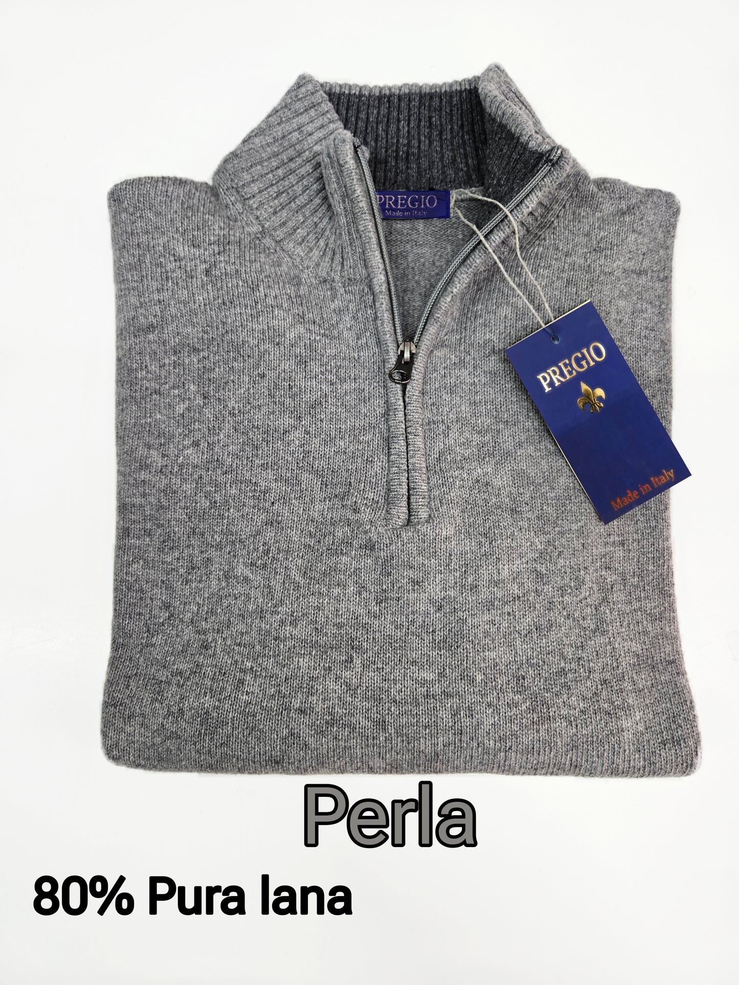 Maglione Lupo zip Pura Lana LAMBSWOOL