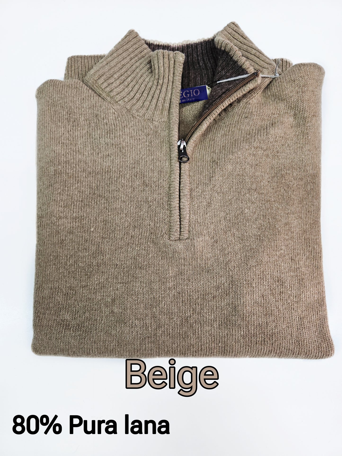 Maglione Lupo zip Pura Lana LAMBSWOOL