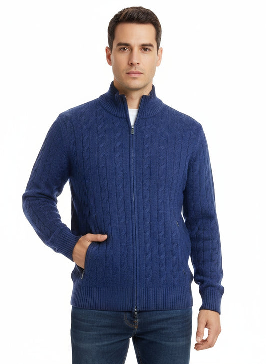 Maglione con trecce giacca zip con tasche