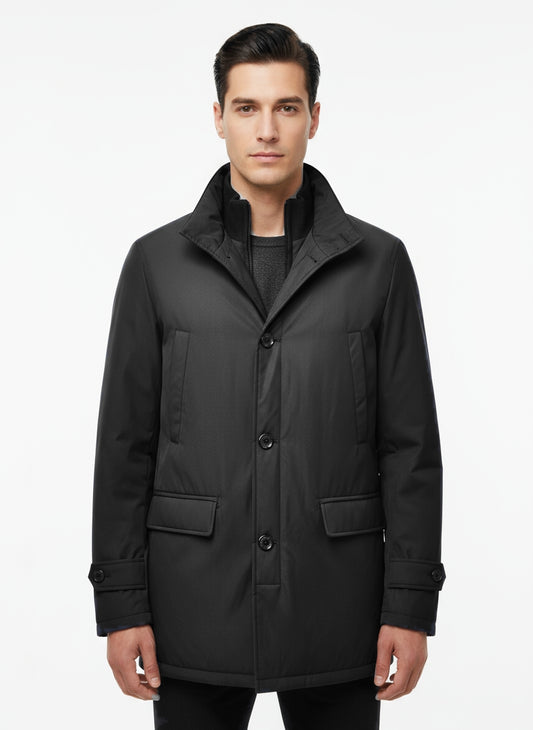 Giubbotto lungo 4 tasche con zip+ bottoni