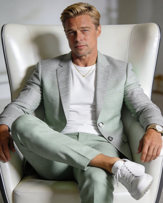 Abito tessuto grisaglia verde acqua