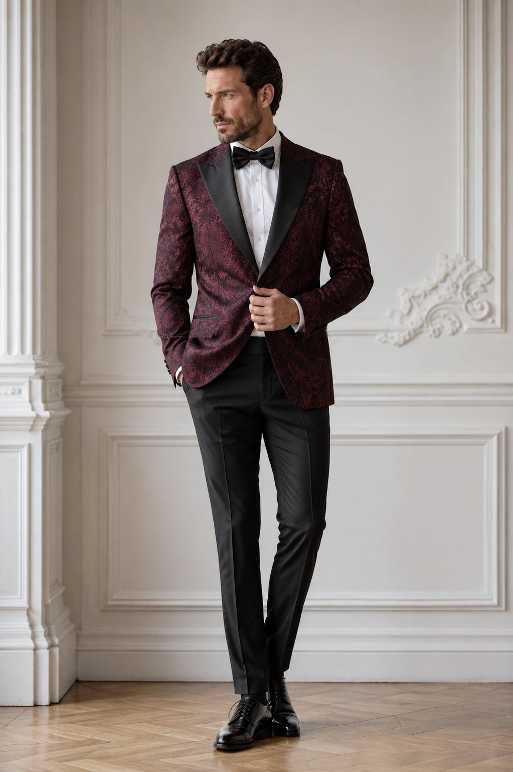 Abito smoking lancia jacquard damascato Bordò