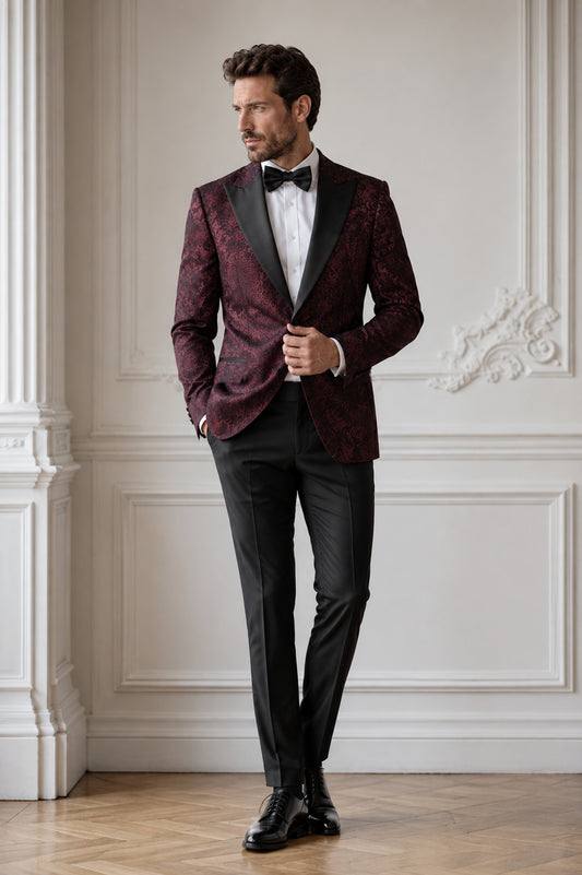 Abito smoking lancia jacquard damascato Bordò