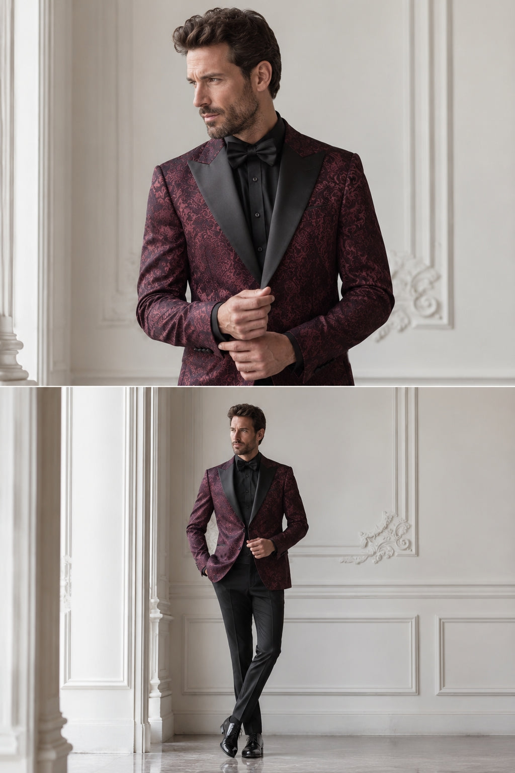 Abito smoking lancia jacquard damascato Bordò