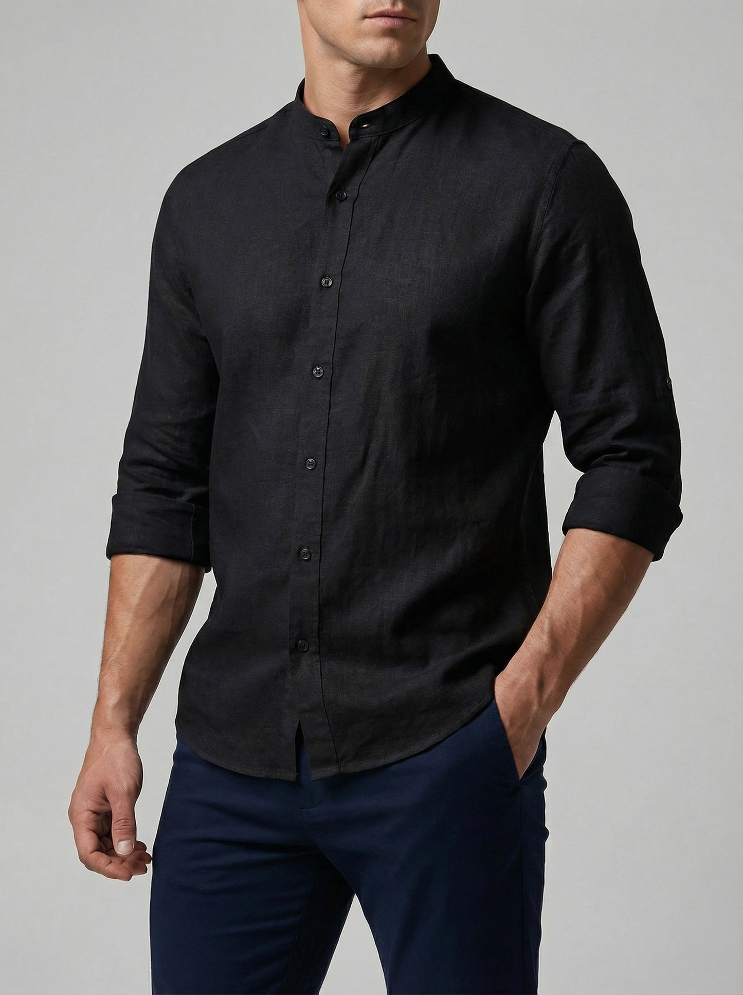 Camicia lino Collo koreana