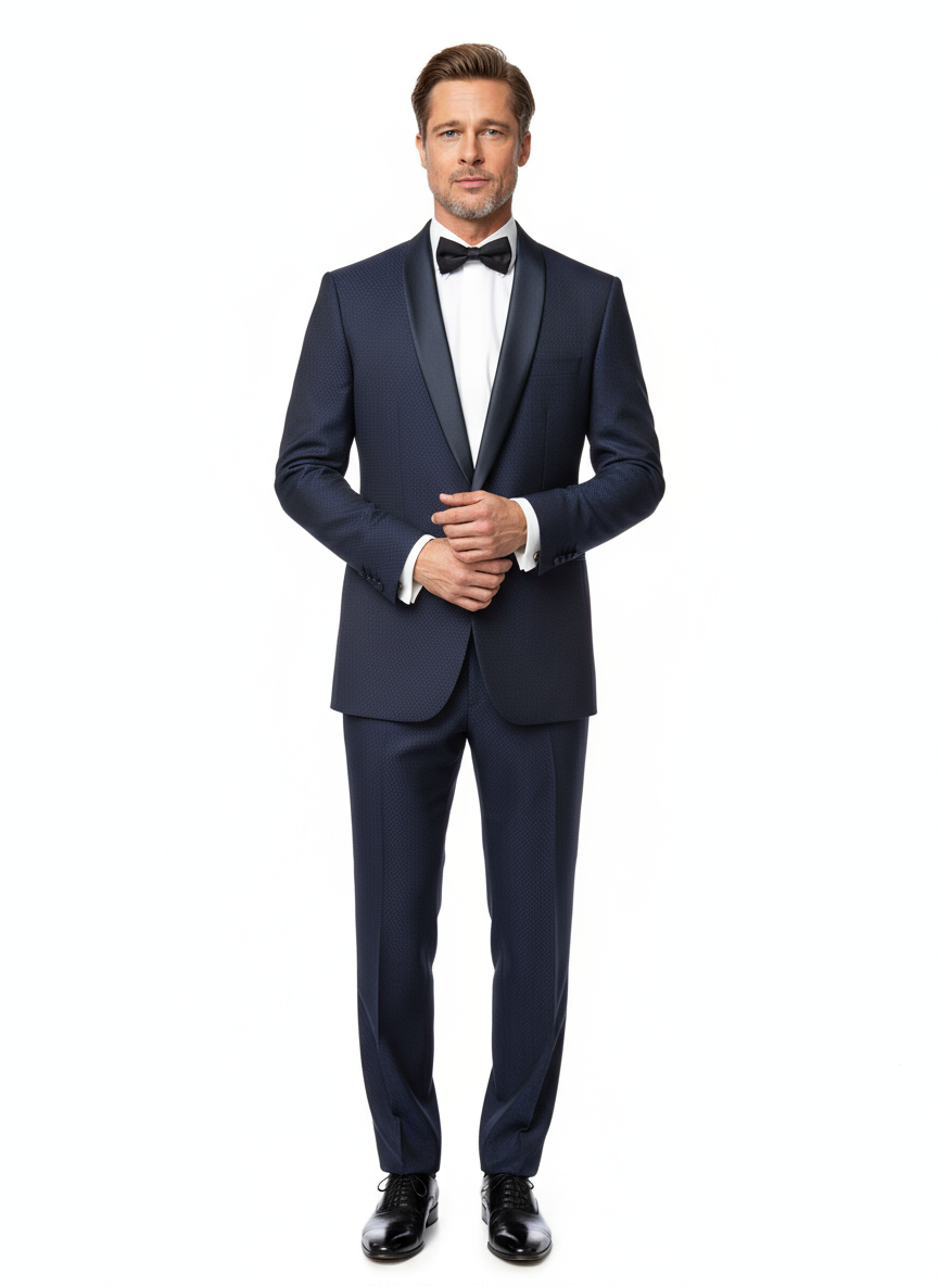 Abito smoking microfantasia Blu