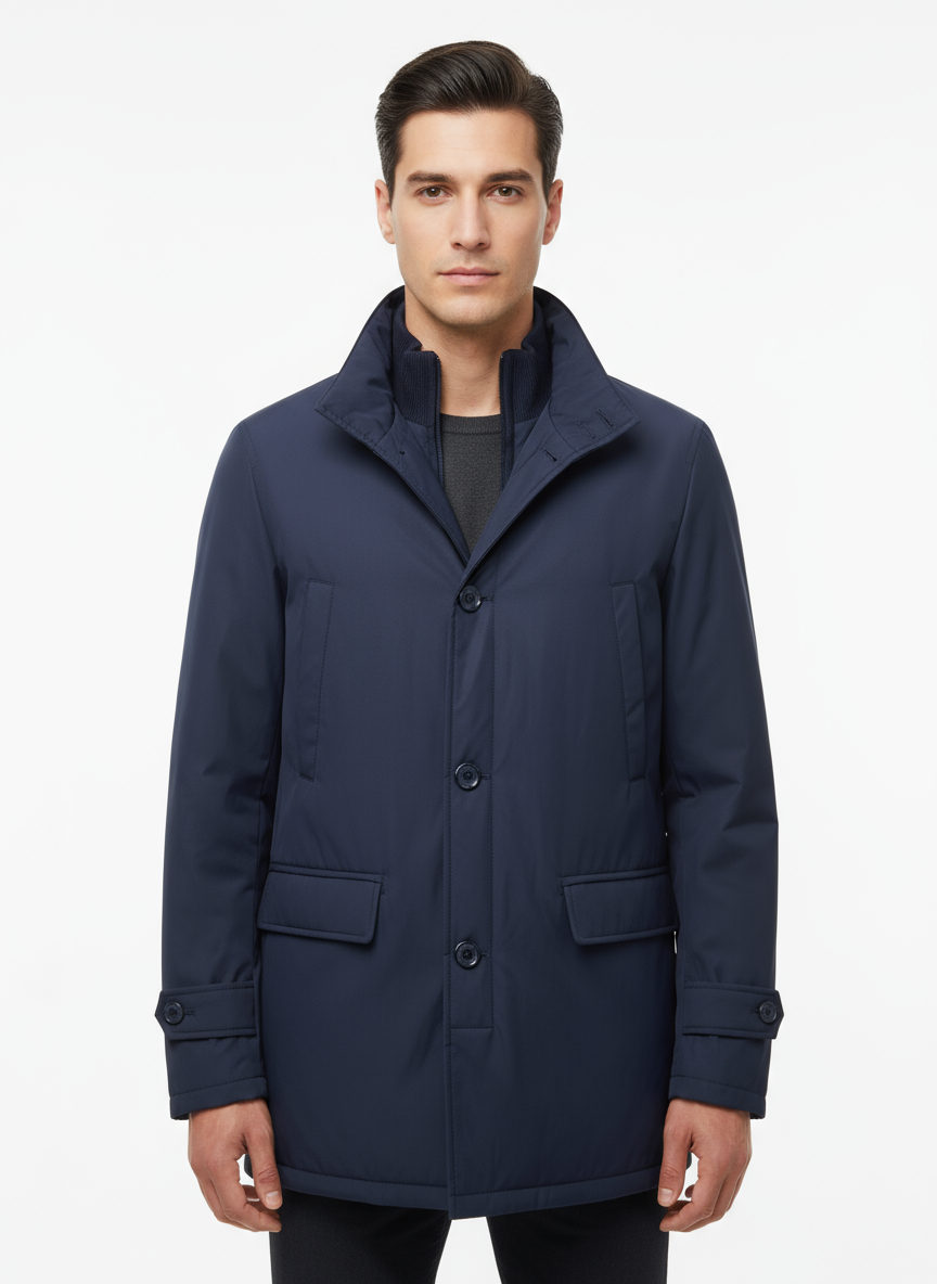 Giubbotto lungo 4 tasche con zip+ bottoni