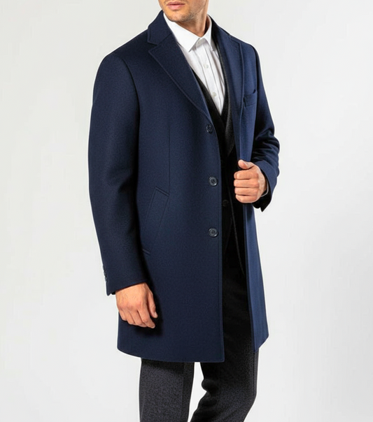 Cappotto lana baronetto blu