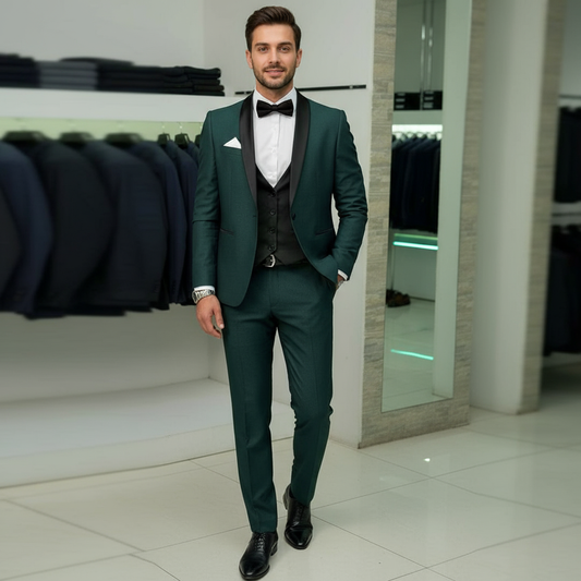 Abito smoking microfantasia verde