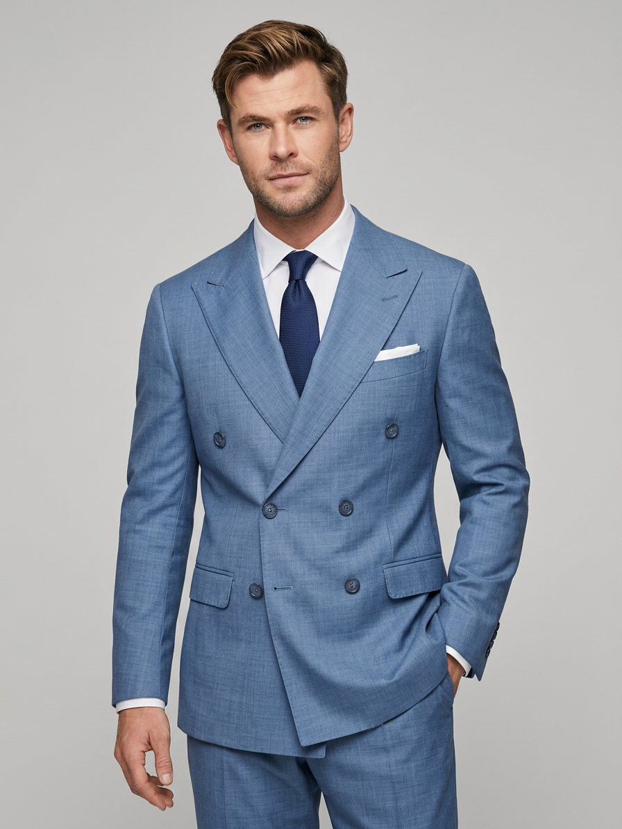 Abito doppiopetto azzurro carta da zucchero