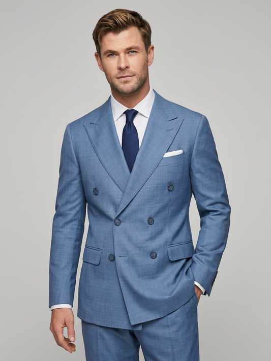 Abito doppiopetto azzurro carta da zucchero