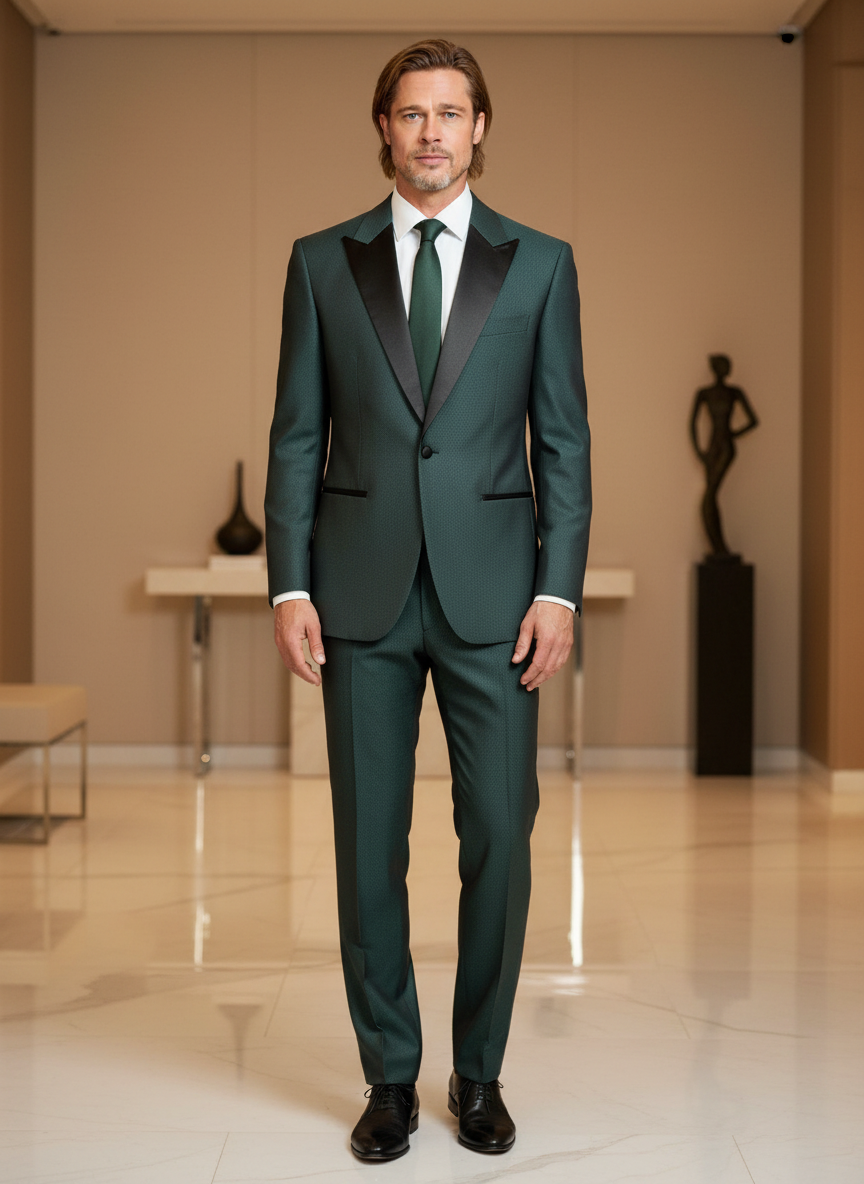 Abito smoking a lancia microlavorato Verde Gucci