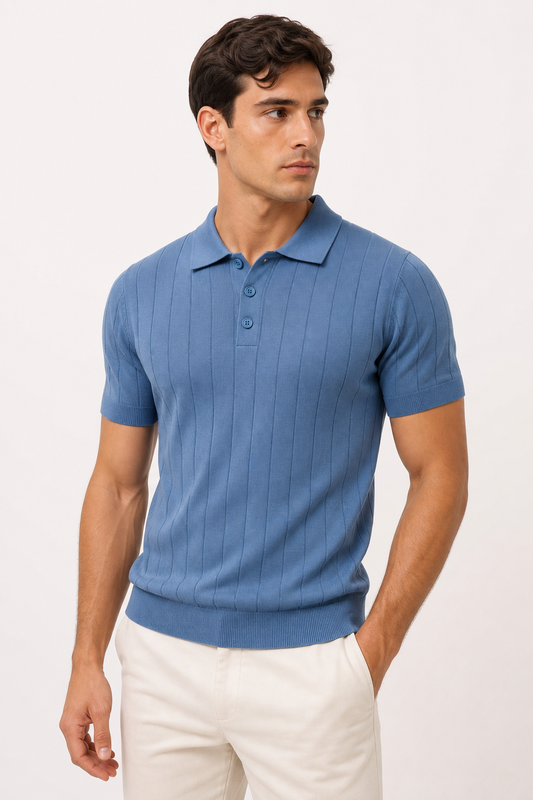 Polo in filo con Coste in 3 colori