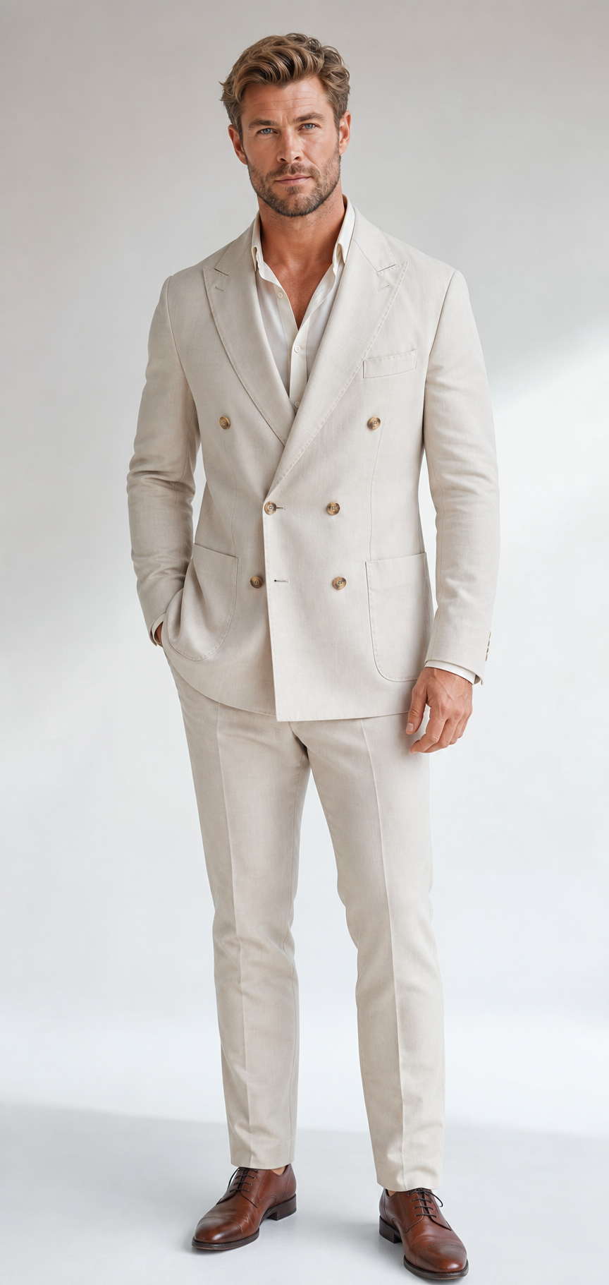 Abito doppiopetto beige crema panna