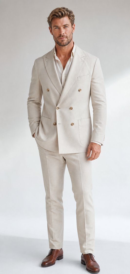 Abito doppiopetto beige crema panna
