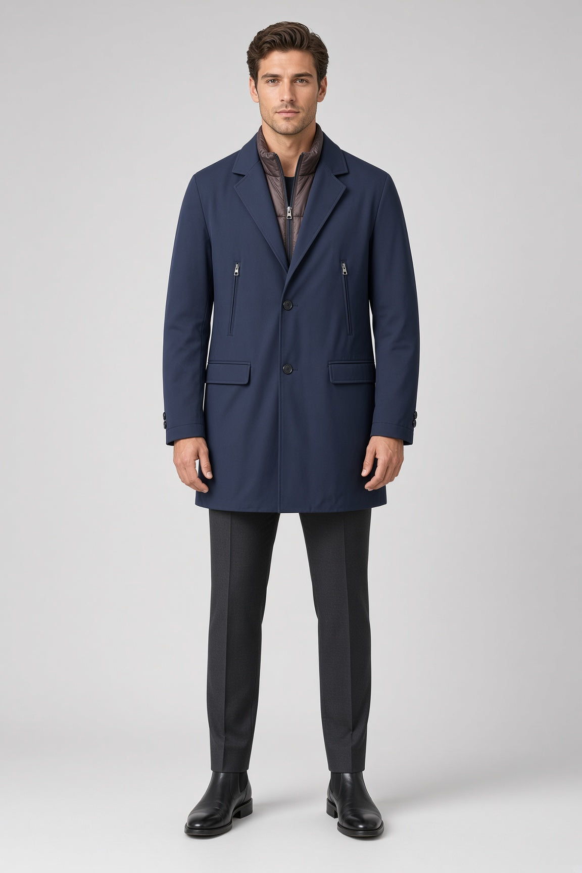 Trench con Pettorina Interna Trapuntata Blu