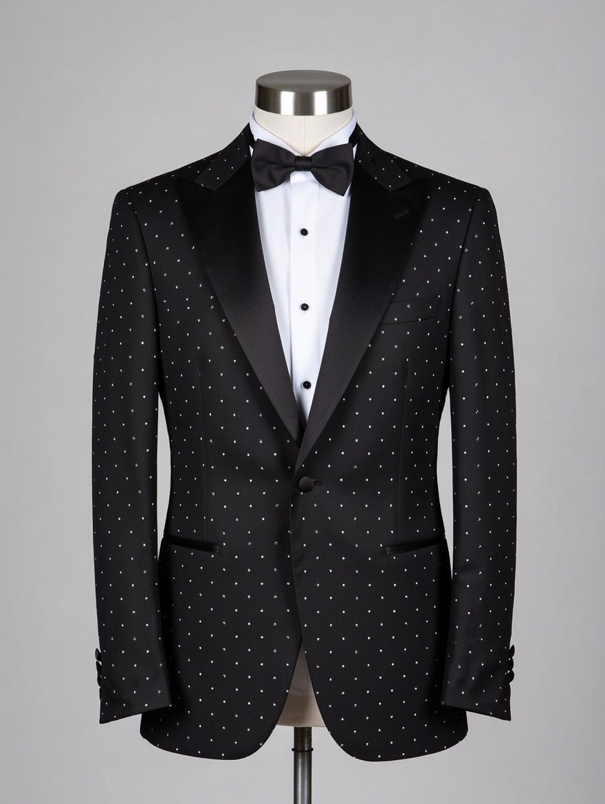 Abito Smoking Nero Glitterato a lancia