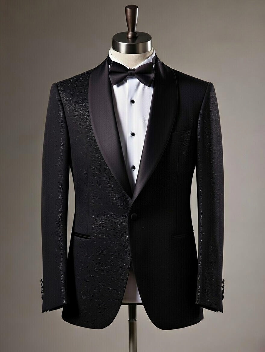 Abito Smoking Nero Brillantinato sciallato