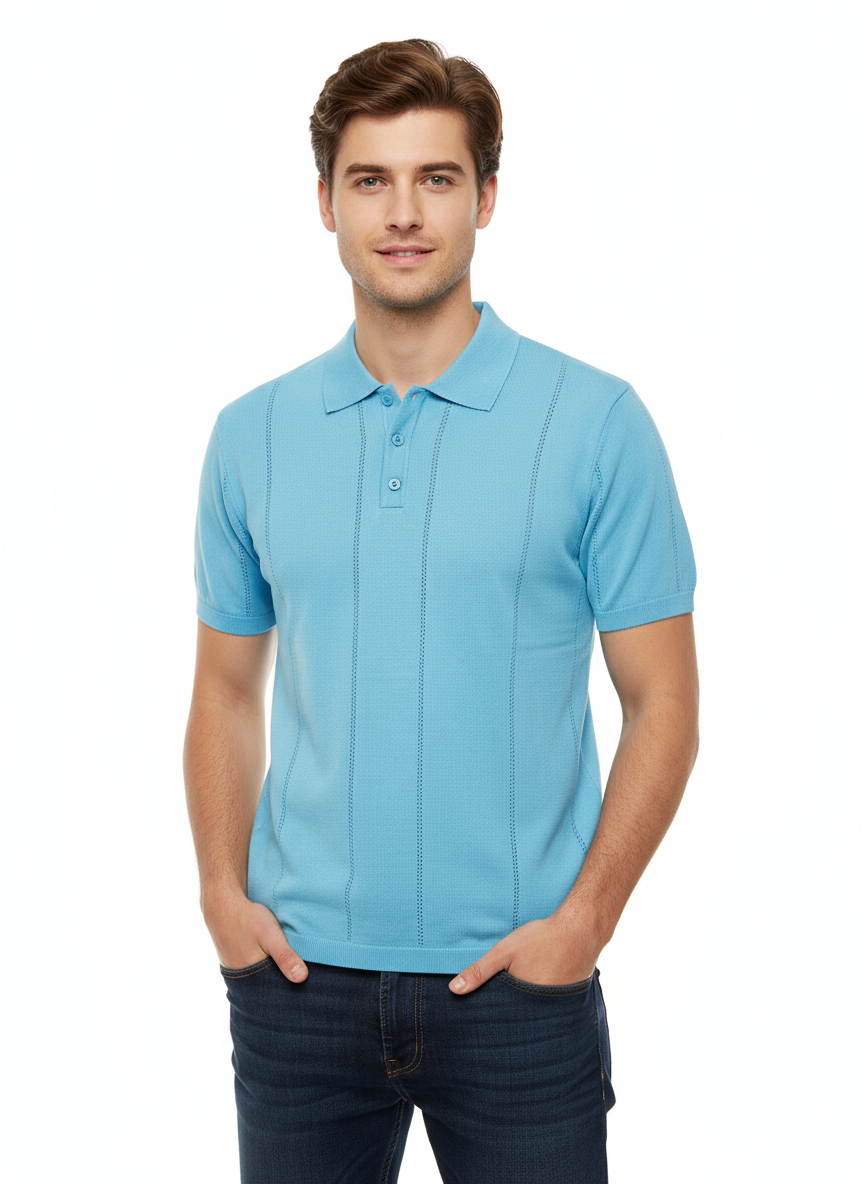 Polo in filo con Coste in 3 colori