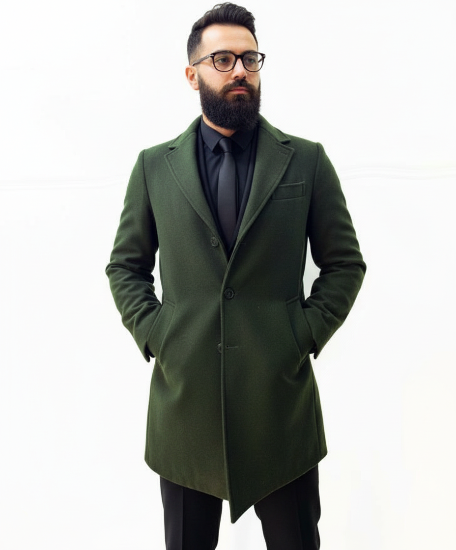 Cappotto baronetto misto lana verde inglese