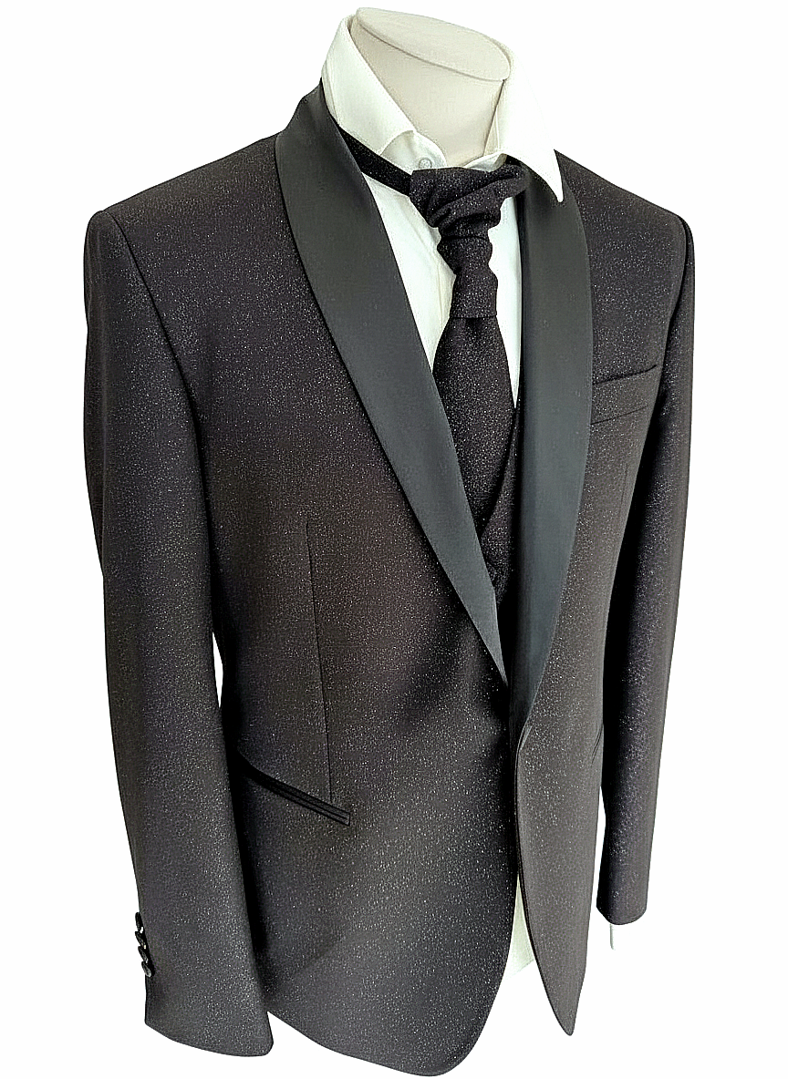 Abito Smoking Nero Brillantinato sciallato