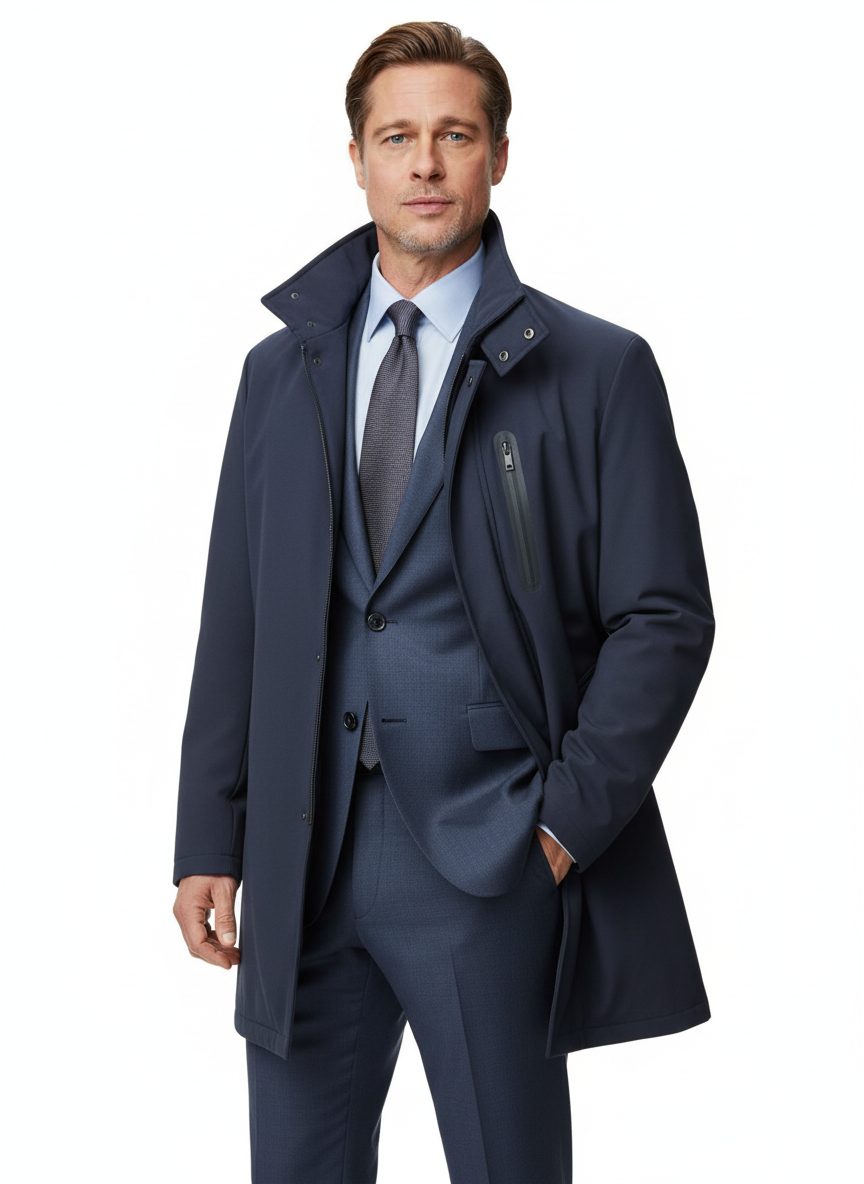 Giubbotto trench tessuto tecnico imbottito senza cappuccio