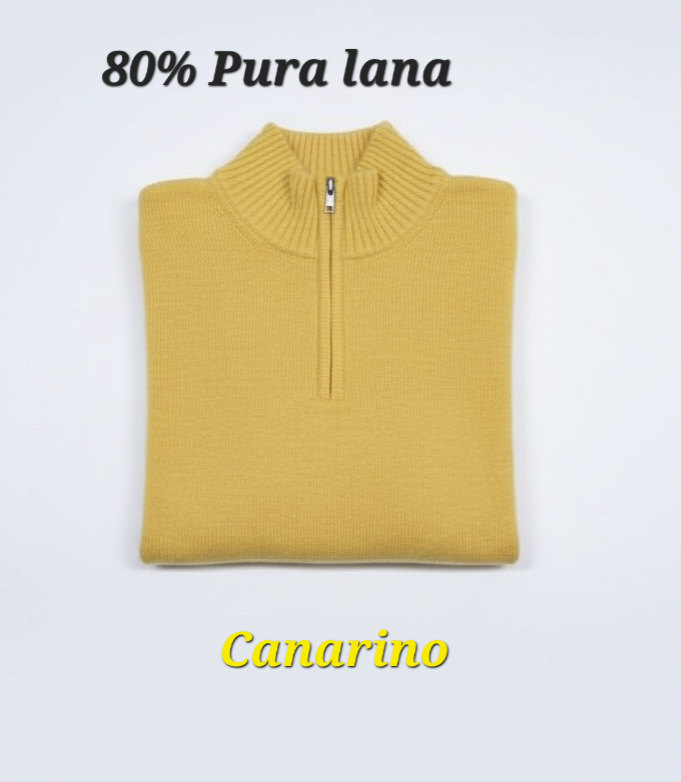 Maglione Lupo zip Pura Lana LAMBSWOOL