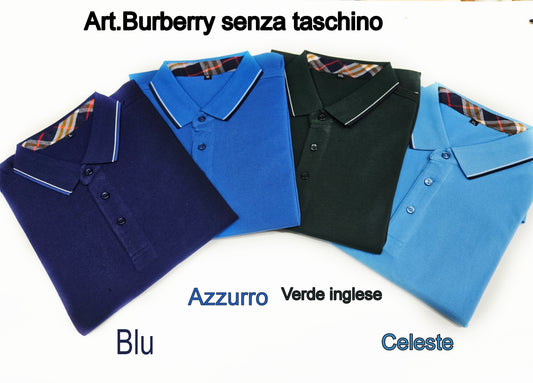 Polo cotone piquet collo Burberry