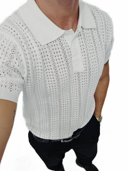 Polo filo mezze maniche microlavorata